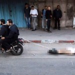 Gaza execution Gazans drag the body of a suspected Israeli collaborator November 2012. Photo: Youtube.