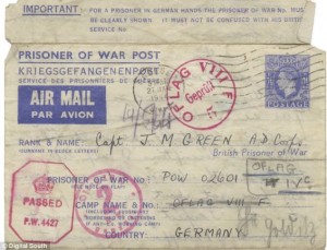 A coded letter from Jewish POW Captain Julius Morris Green. Photo: Digital South / Screenshot.