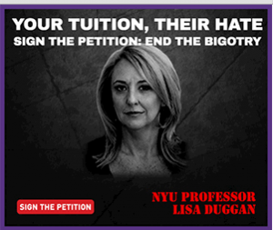 TIP ad highlighting NYU Professor Lisa Duggan. Photo: Screenshot.