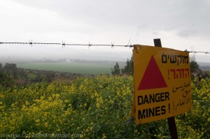 Minefield in the Israeli Golan Heights, overlooking the fertile Hula Valley. Photo: Dave Bender