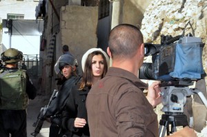 Arab TV news crew covering Palestinian stonethrowers in Silwan, Jerusalem, Illustration. Photo: Dave Bender 