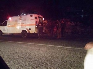 Magen David Adom responds to a vehicular attack on IDF soldiers near Gush Etzion. Photo: Twitter.