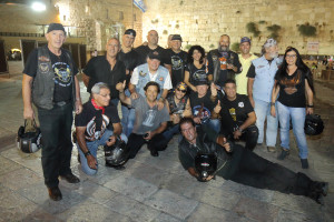 Members of the Harley-Davidson club at the Western Wall. Photo: Tazpit. 