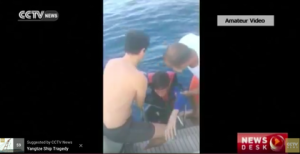 A group of Israelis sailing on a yacht rescued drowning Syrian and Iraqi migrants. Photo: Screenshot from YouTube.