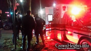 An ambulance at the scene of the stabbing. Photo: Crownheights.info. 