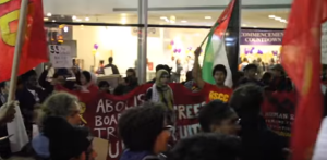 The Million Student March protest at Hunter College on Thursday. Photo: StandWithUs/Screenshot.