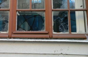 Smashed windows at a synagogue in the German city of Cottbus. Photo: Twitter
