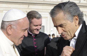 Bernard-Henri Lévy and Pope Francis I.