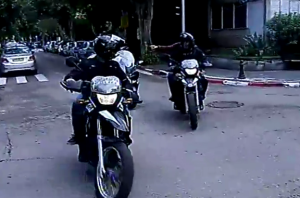 Israeli police on motorcycles during manhunt for pub killer. Photo: Screenshot.