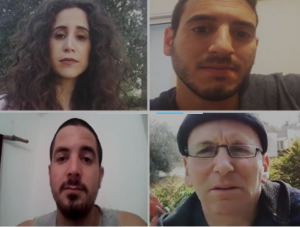 Four of the participants in the Channel 2 video clip, expressing their anxiety about living near the Gaza border. Photo: Screenshot. 