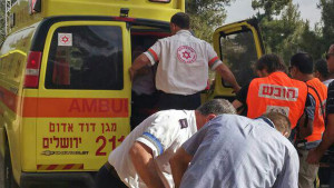 The evacuation of the stabbing-attack victims in Jerusalem. Photo: Magen David Adom.