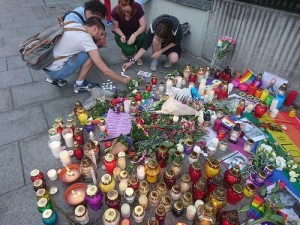 A memorial display for the Orlando shooting victims. Photo: Wikimedia Commons.
