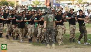 Gazan youth practice military drills while attending a Hamas summer camp. Photo: Hamas. 