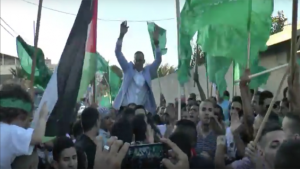 Sufian Bakri Abdu at a Hamas rally upon his release from prison. Photo: YouTube screenshot.