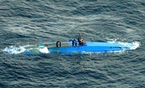 An official with the Israeli Navy said it is only a matter of time until narco-submarines, like this one pictured  used by Colombian drug smugglers, are utilized by terror groups to smuggle weapons. Photo: US Navy. 