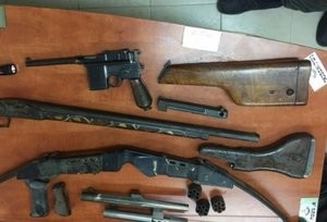 Some of the weapons seized in Tuesday night's raid. Photo: Courtesy of the Israel Police.