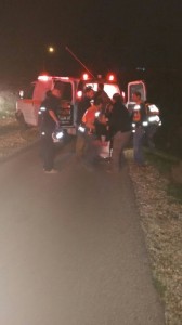 Paramedics evacuate Ayala Shapira after firebomb attack. Photo: United Hatzalah.