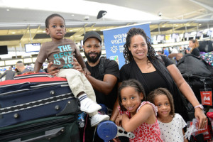 The members of the Beavers family (pictured here) of Columbus, Ohio, were among the 221 new immigrants to Israel aboard the 53rd Nefesh B'Nefesh charter aliyah flight. Photo: Shahar Azran.