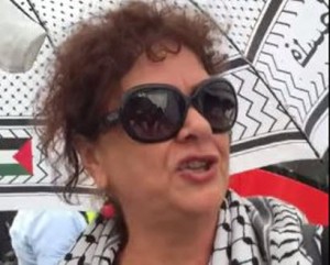 Anti-Israel activist Pamela Hardyment was caught on video endorsing the genocide of Jews. Photo: Screenshot.