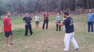A self-defense class being taught in Jerusalem. Photo: Tazpit. 