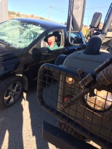 The scene of the car-ramming attack at the Tapuah Junction in the West Bank. Photo: Twitter.