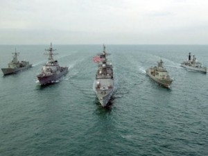 US Navy fleet in the Strait of HormuzPhoto: Wikimedia Commons.