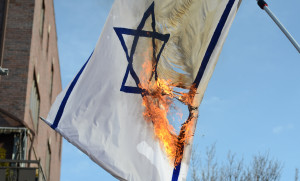 A non-official Israeli flag being burned. Photo: Wikipedia.
