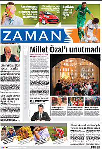 A copy of the Zaman newspaper, which has been seized by Turkish authorities. Photo: Wikipedia.
