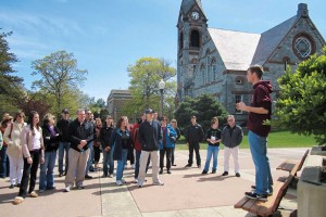 Student leading tour at University of Massachusetts-Amherst. Photo: Website