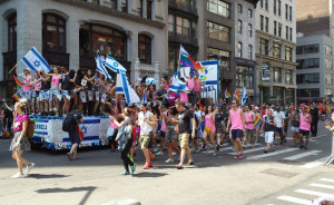 Israel's float at the 46th annual New York Gay Pride Parade. Photo: Lea Speyer/ The Algemeiner.