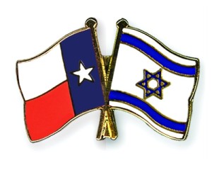 The Texas flag and the Israeli flag. Photo: www.crossed-flag-pins.com.