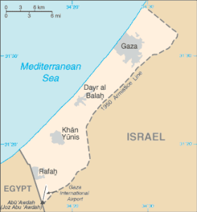 The Gaza Strip on the map. Photo: CIA World Facebook via Wikimedia Commons