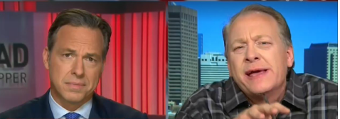Baseball legend Curt Schilling (left), being interviewed by CNN's Jake Tapper. Photo: Screenshot.