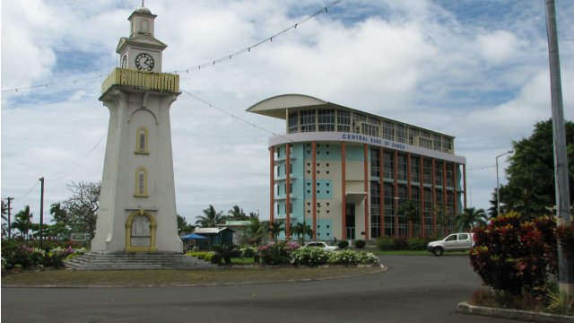 The clocktower in Apia, Samoa. Photo: Stephen Glauser via Wikimedia Commons.