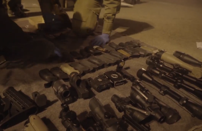Some of the weapons uncovered by Israeli security forces during their operation to bring down a smuggling network. Photo: Screenshot.
