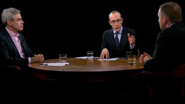 Jonathan Haidt, Dan Senor and Frank Bruni on the 'Charlie Rose' show. Photo: Video Screenshot.