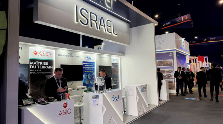 A stand of Israel's Defense Ministry at the Marrakech Airshow in Marrakesh, Morocco, Oct. 7, 2026. Photo: REUTERS/Ahmed El Jechtimi